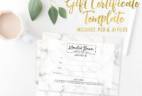 Marble Gift Certificate Card Template Photoshop Template Pertaining To Awesome Small Certificate Template