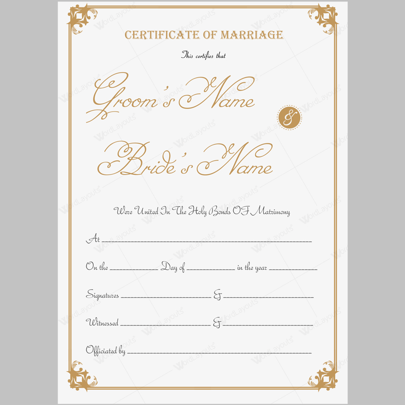 Marriage Certificate 13 | Marriage Certificate Inside Marriage Certificate Editable Template