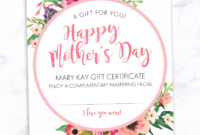 Mary Kay Mother'S Day Gift Certificate! Find It Only At In Fantastic Mothers Day Gift Certificate Template