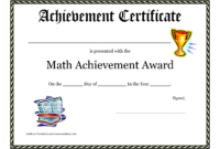 Math Achievement Award Printable Certificate Pdf | Awards In Science Fair Certificate Templates
