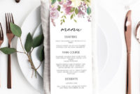 Mauve Menu Template For A Wedding Shower Dinner Or Party With Bridal Shower Menu Template
