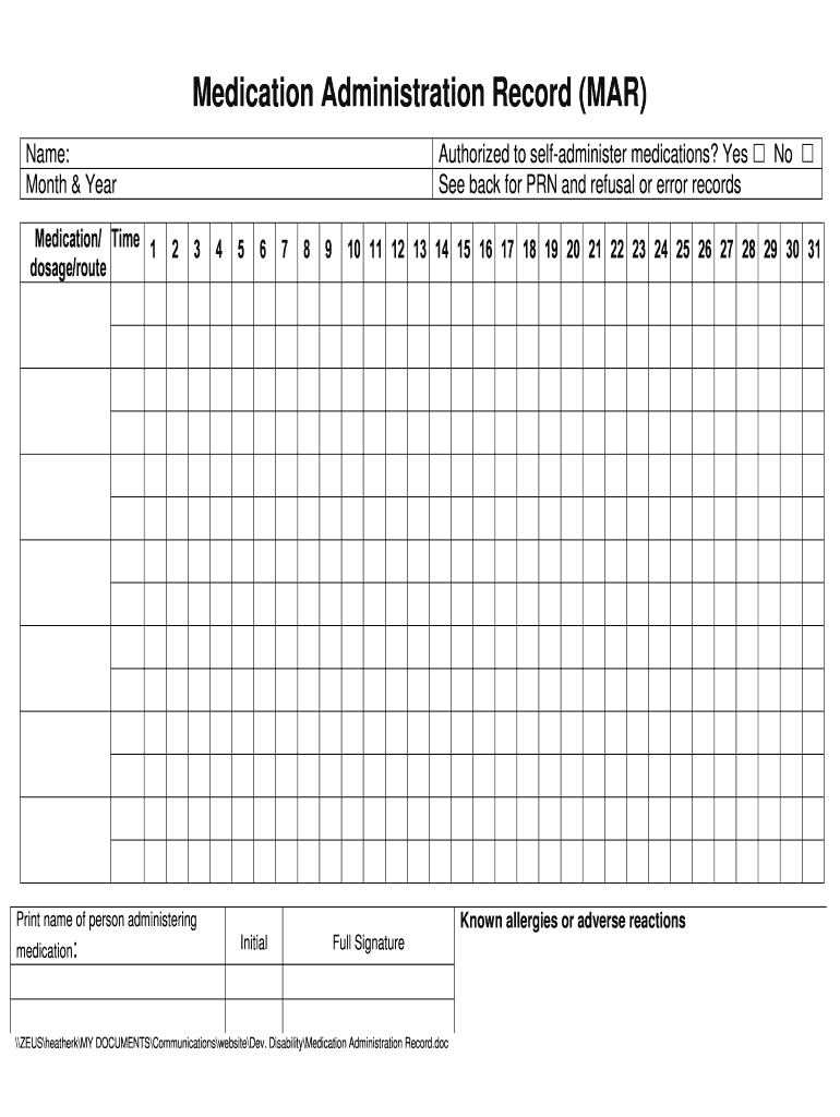 Medication Administration Record Template Excel For Medication Dispensing Log Template