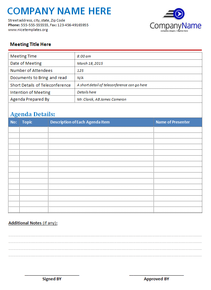 Meeting Agenda Templates | Word, Excel &amp; Pdf Templates With Free Meeting Agenda Template Word