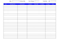 Mileage Log Within Car Expense Log Book Template