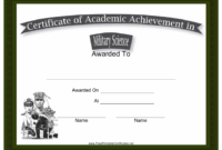 Military Science Academic Achievement Certificate Template Pertaining To Army Certificate Of Achievement Template