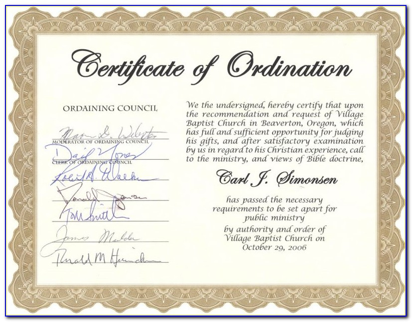 Minister Ordination Certificate Templates Within Certificate Of Ordination Template