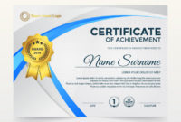Modern Certificate Of Achievement Template, Gold And Blue Inside Tennis Achievement Certificate Templates