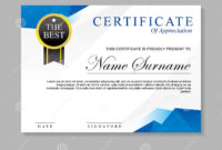 Modern Certificate Template Design With Blue And White With Regard To Art Award Certificate Free Download 7 Concepts