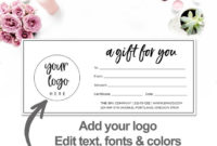 Modern Gift Certificate Template Printable, Editable Gift Within Editable Fitness Gift Certificate Templates