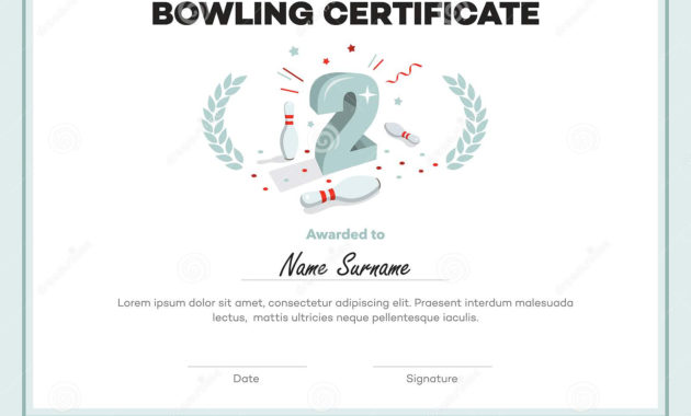 Modern Second Place Bowling Certificate Diploma With Place For Bowling Certificate Template Free 8 Frenzy Designs