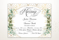 Modern Wedding Certificate, Printable Certificate Of Regarding Marriage Certificate Editable Template