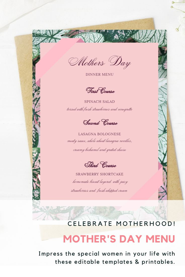 Mother'S Day Dinner Menu Fancy Menu Template 8.5 X 11 Pertaining To Christmas Day Menu Template