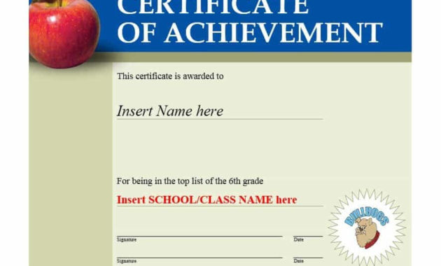 Msword Certificate Of Achievement Template Apple School Regarding Certificate Of Attainment Template