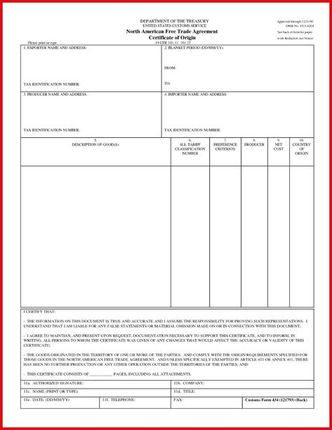 Nafta Certificate Of Origin Example Regarding Nafta Within Nafta Certificate Template