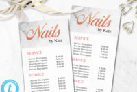Nail Technician Salon Menu Template Nail Bar Price List | Etsy With Regard To Salon Service Menu Template