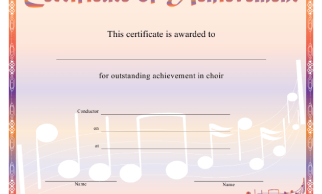Orange Choir Certificate Of Achievement Template Download For Free Choir Certificate Template