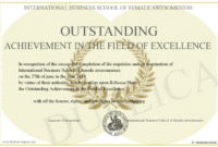 Outstanding Achievement In The Field Of Excellence Throughout Free Outstanding Achievement Certificate