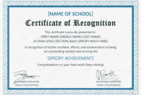 Outstanding Student Recognition Certificate Design With Regard To Free Template For Certificate Of Recognition