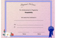 Pageant Hospitality Achievement Certificate Template Intended For Fascinating Pageant Certificate Template