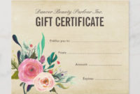 Painted Floral Beauty Salon Gift Certificate | Zazzle.co.uk With Beauty Salon Gift Certificate