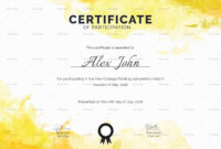 Painting Participation Certificate Design Template In Psd With Amazing Certificate Of Participation Template Ppt