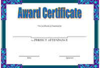 Perfect Attendance Certificate Template Free (2020 Update Inside Amazing Perfect Attendance Certificate Template Free