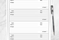 Phone Call Message Log Printable At Printable Planning With Phone Message Log Template