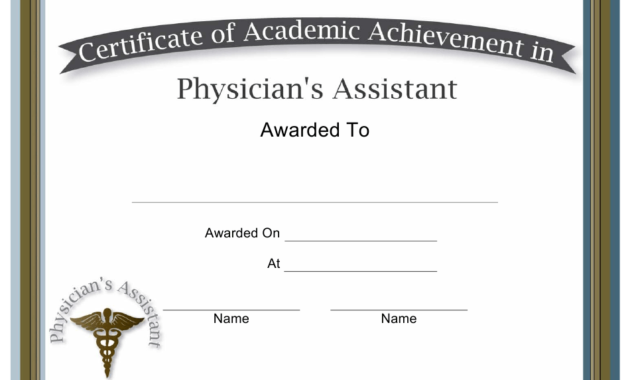 Physician Assistant Academic Achievement Certificate Intended For Academic Achievement Certificate Template