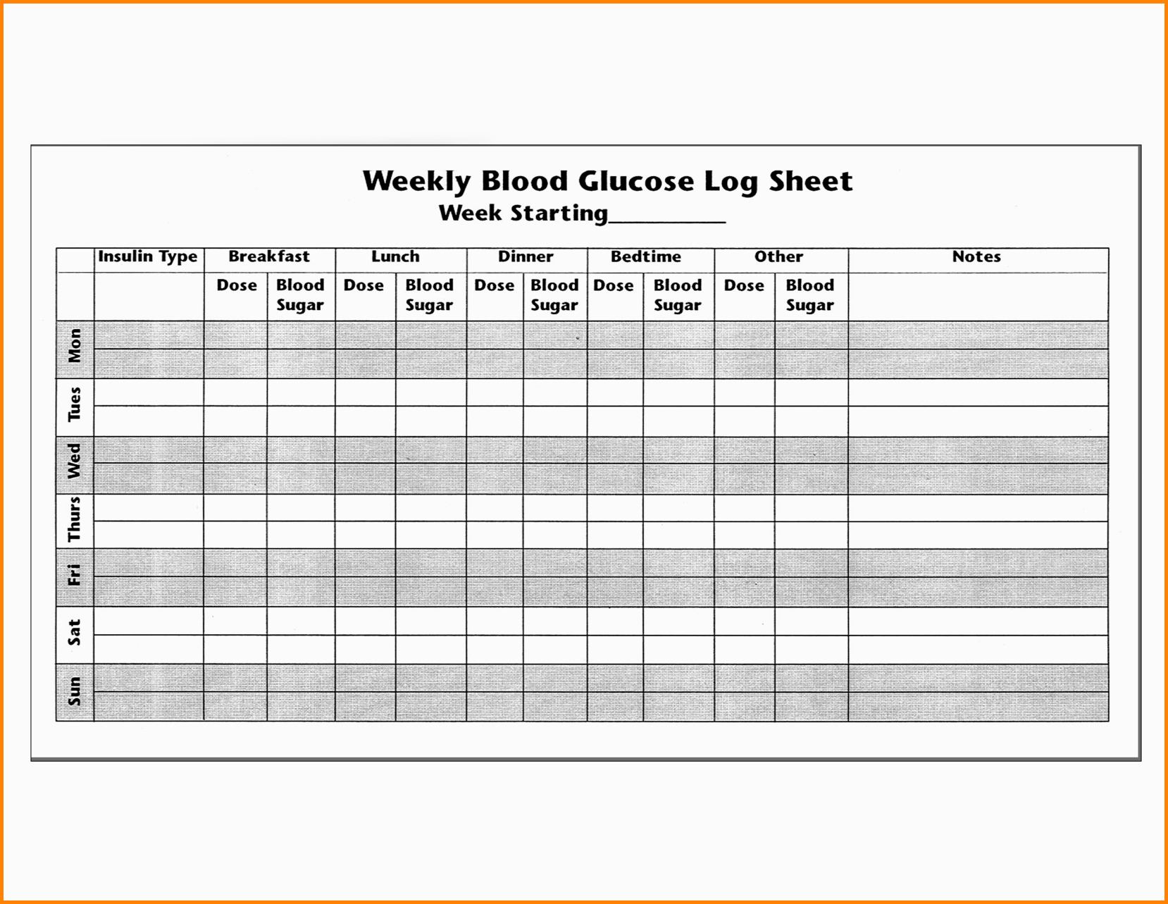 Pin On Diabetic Meal Planning With Regard To Blood Glucose Log Template
