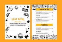 Poke Bowl Restaurant Banner Design. Colorful Grunge Cafe Regarding Hawaiian Menu Template
