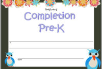 Pre Kindergarten Certificate Of Completion Printable 2 With Kindergarten Certificate Of Completion Free