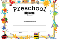 Preschool Diploma Certificate How To Make A Preschool Throughout Fresh Kindergarten Diploma Certificate Templates 7 Designs Free