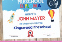 Preschool Diploma Printable | Preschool Diploma Within Daycare Diploma Certificate Templates