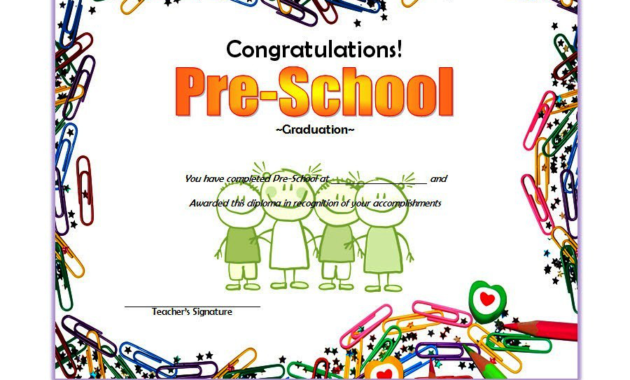 Preschool Graduation Certificate Free Printable: 10+ Designs Intended For Simple Preschool Graduation Certificate Free Printable