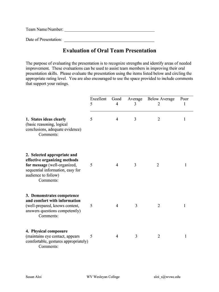 Presentation Evaluation Questions Fill Out And Sign Intended For Presentation Evaluation Template