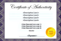 Printable Certificate Of Authenticity Template Sample Inside Free Certificate Of Authenticity Free Template