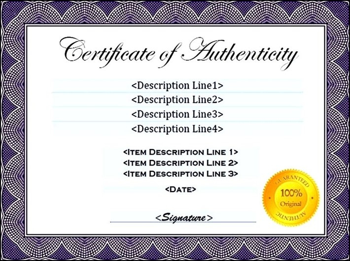 Printable Certificate Of Authenticity Template Sample Inside Free Certificate Of Authenticity Free Template