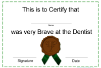 Printable Certificates For Dentists With Bravery Award Certificate Templates