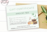 Printable Massage Gift Certificate Template Editable Spa For Massage Gift Certificate Template Free Download