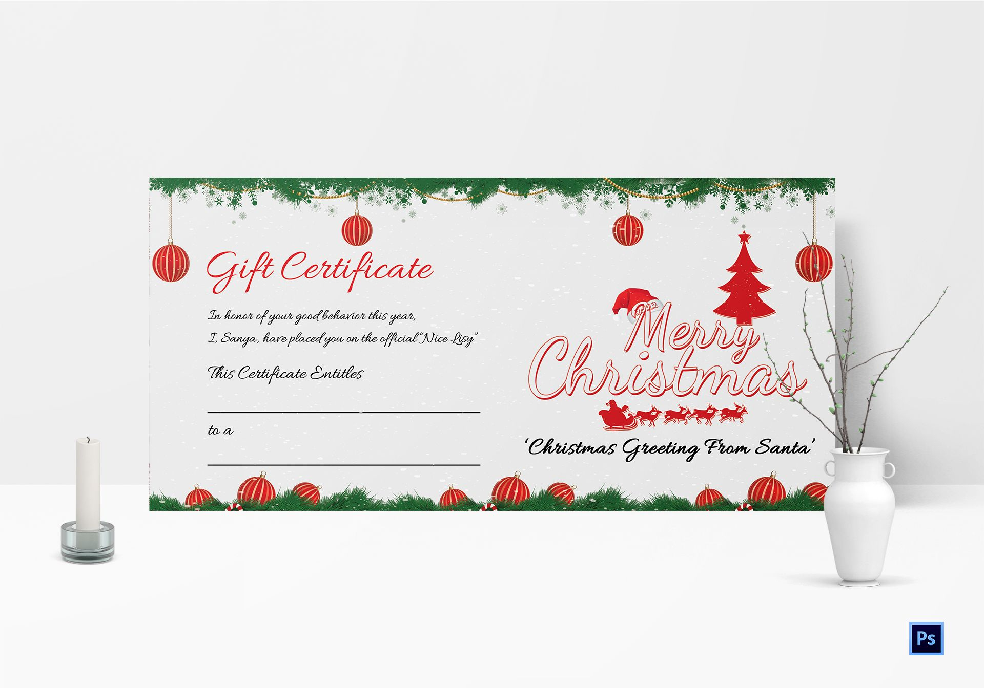 Printable Merry Christmas Gift Certificate Regarding In Dinner Certificate Template Free