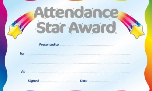 Printable Perfect Attendance Award Certificate With Regard To Amazing Attendance Certificate Template Word