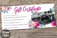Printable Photography Gift Certificate Template, Photo Pertaining To Photography Session Gift Certificate