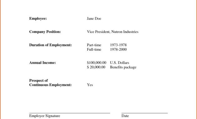 Proof Of Employment And Salary Letter Template Examples Throughout Template Of Certificate Of Employment