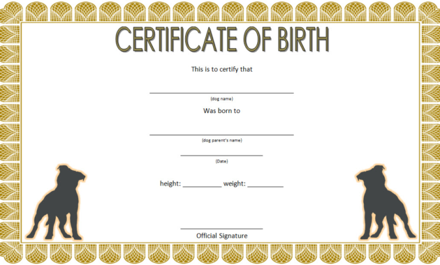 Puppy Birth Certificate Free Printable: 8+ Distinctive Ideas Regarding Service Dog Certificate Template Free 7 Designs