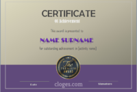 Purple Word Certificate Of Achievement Template Regarding Fascinating Word Template Certificate Of Achievement