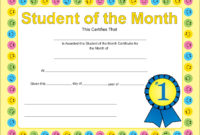Recognition Certificate Student Of The Month | Student Inside Student Council Certificate Template 8 Ideas Free