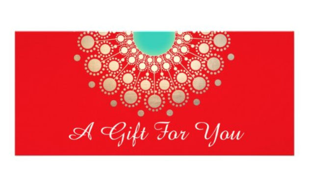 Red Holiday Salon And Spa Gift Certificate Rack Card Within Salon Gift Certificate Template