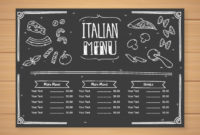Restaurant Menu Template In Blackboard Style | Free Vector Regarding Diner Menu Template