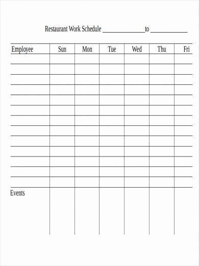Restaurant Work Schedule Template Awesome 9 Restaurant Intended For Real Estate Mileage Log Template