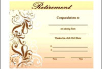 Retirement Certificate Template Download Sample Intended For Free Retirement Certificate Templates For Word